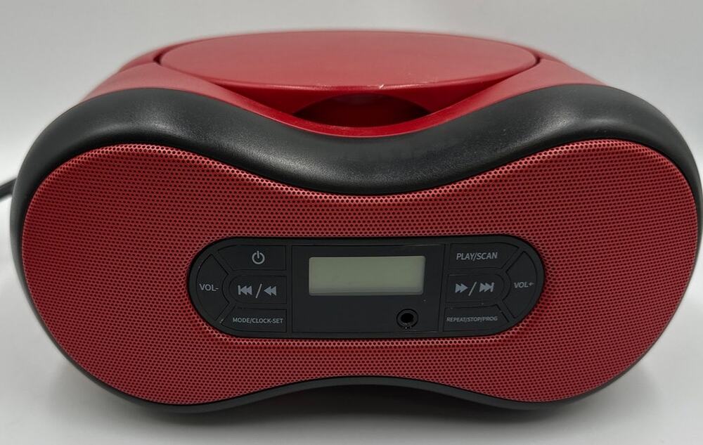 CD-X9A Portable CD Player Boombox Bluetooth FM Radio AUX Red Black Tested